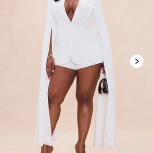 White Cape Blazer with Dramatic Cape Sleeves **hemmed For Petite** 5'00"